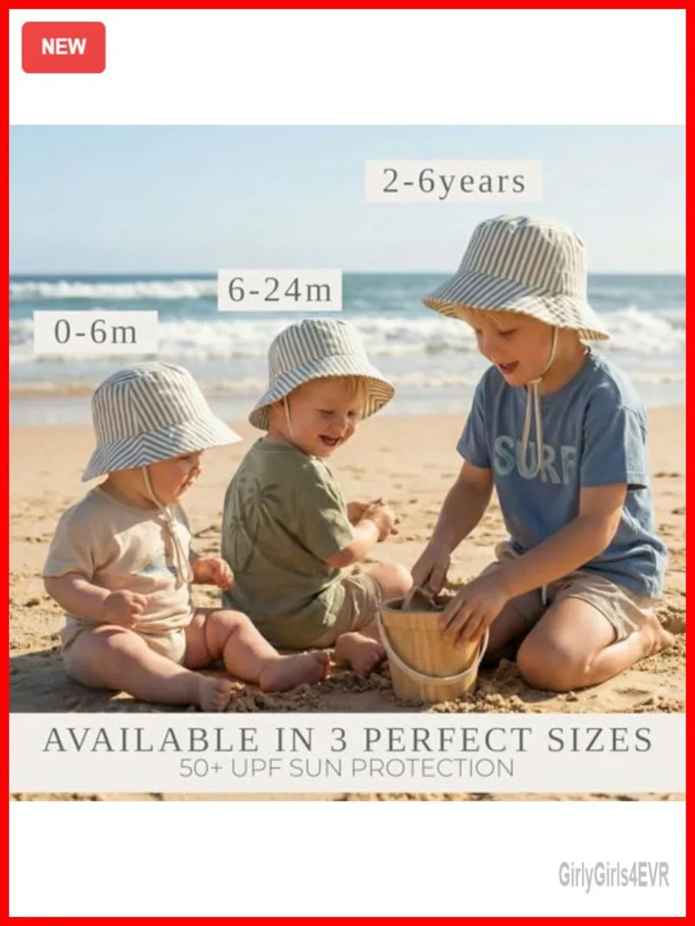 Baby Sun Hat 0-6 Months with UPF 50+ Protection, Adjustable Chin Strap, Cotton
